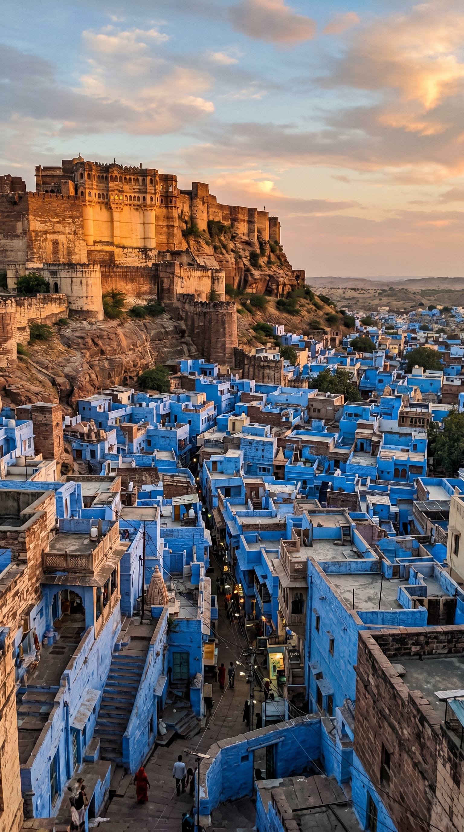 The blue city of Jodhpur below Mehrangarh Fort