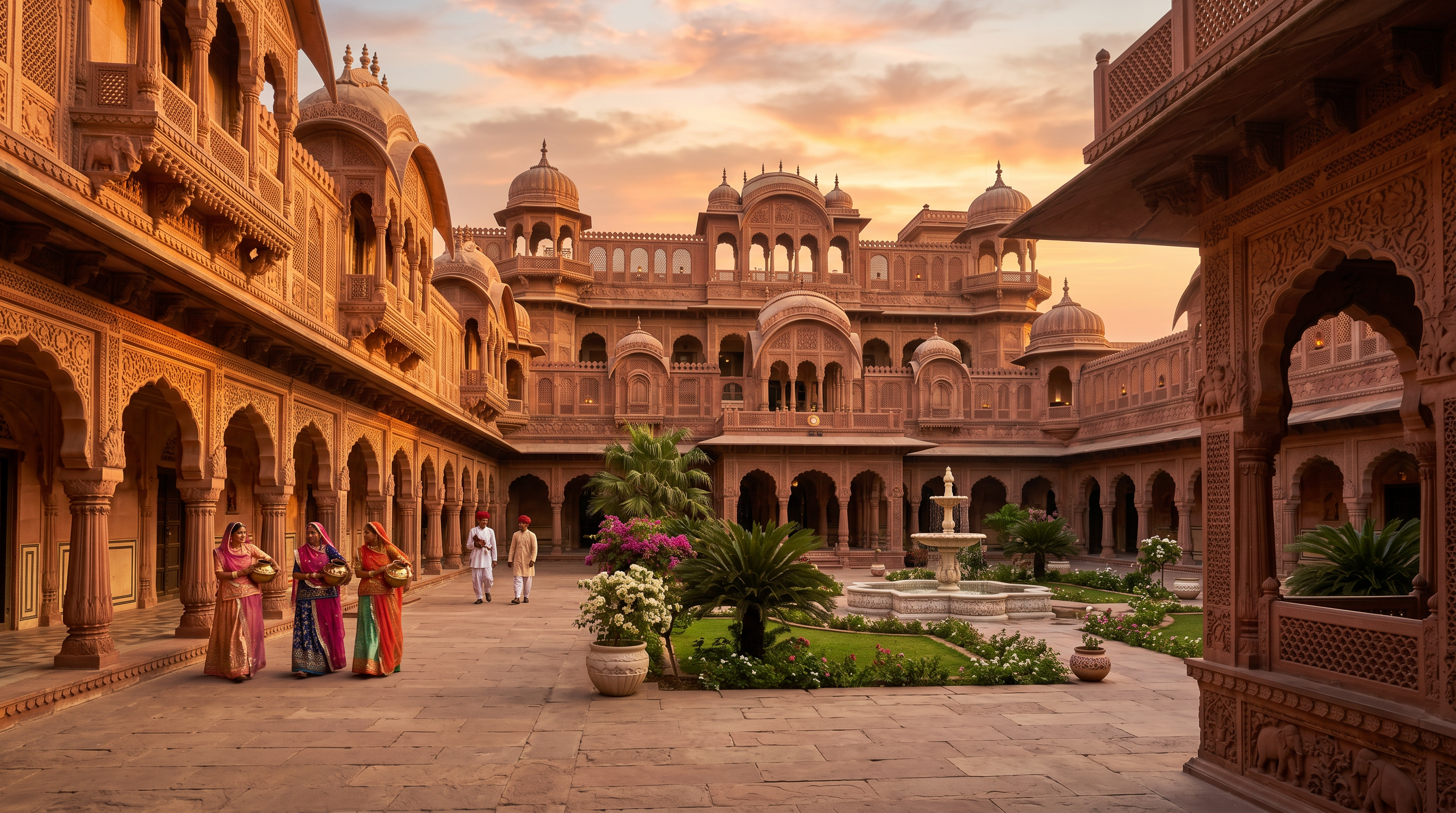 Heritage palace courtyard for the Royal Rajasthan tour