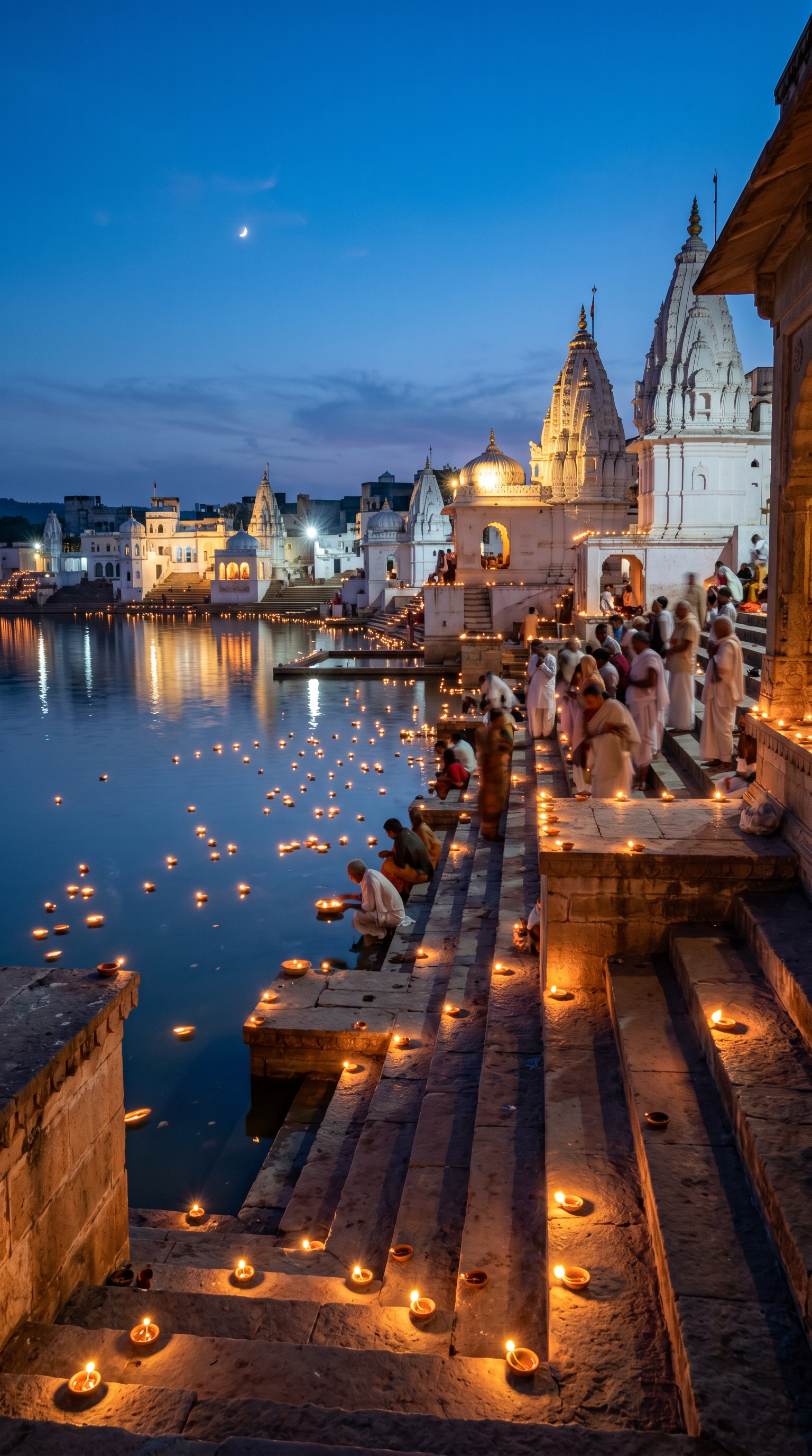 Sacred ghats and temples by the lake in Pushkar
